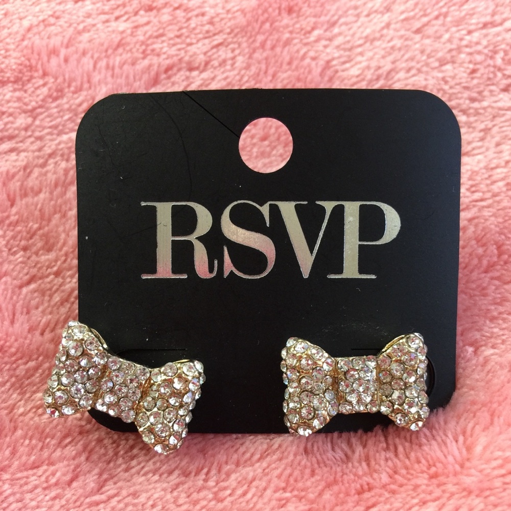 Rhinestone Bow Earrings